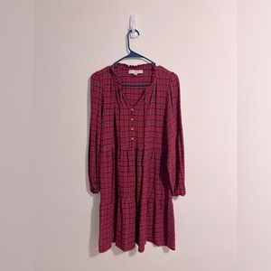 Loft Shimmer Plaid Flounce Dress